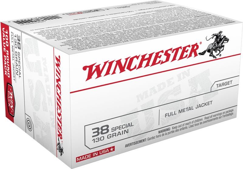 Winchester USA Brass .38 SPL 130-Grain 100-Rounds FMJ 020892214859