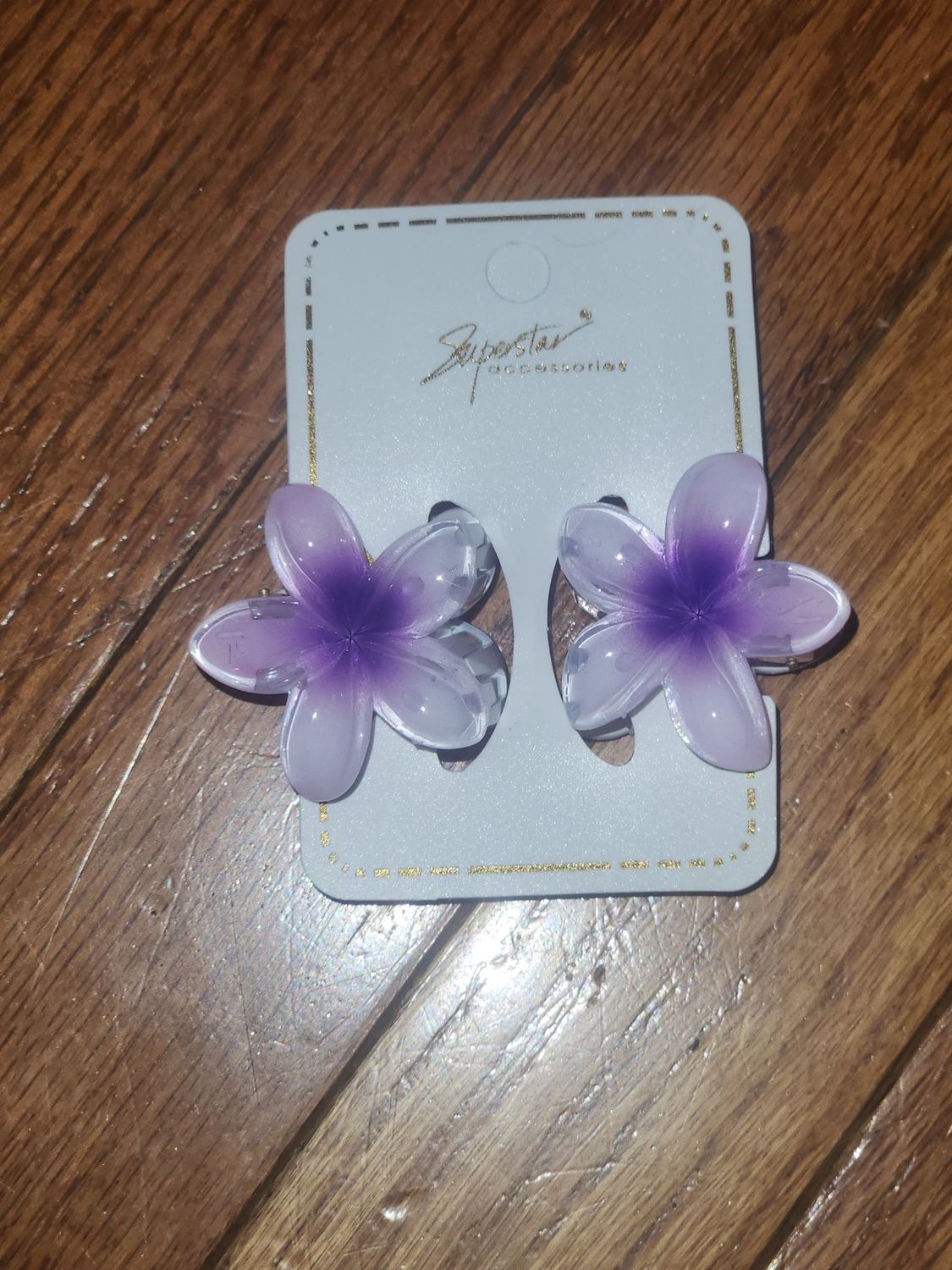 Mini Plumeria Hair Clip Pair, color: Purple