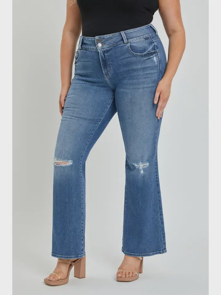 Plus Cello Mid Rise Flare Jeans