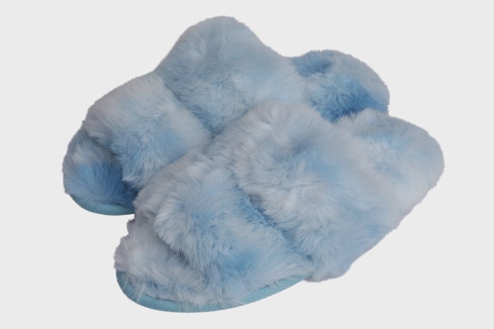 Faux Fur Slippers-BLUE