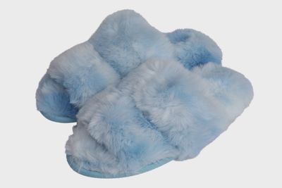 Faux Fur Slippers-BLUE