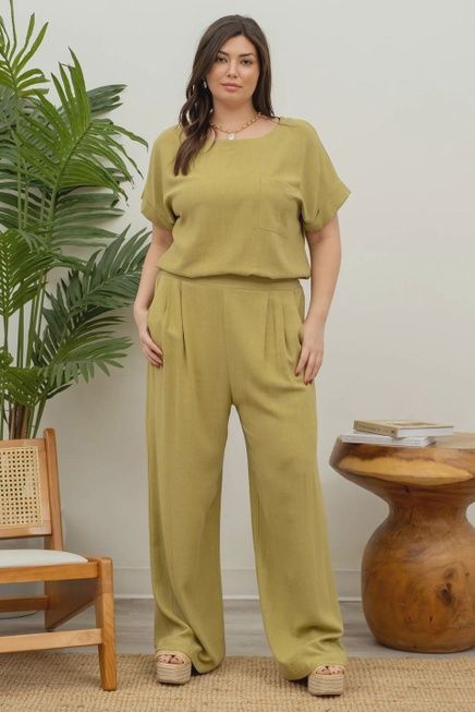 Plus Ruthie Linen Boxy Top (MATCHING PANTS SOLD SEPARATELY)