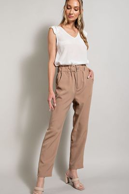 Plus Joy Banded Straight Leg Pants-COCO