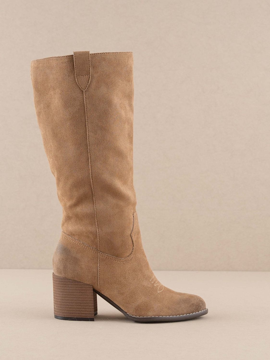Roxanne Knee High Western Boot-LATTE