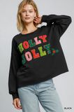 Holly Jolly French Terry Top-BLACK