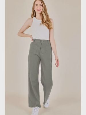 Plus Kate 4 Pocket Stretchy Twill Pants-KHAKI GREEN