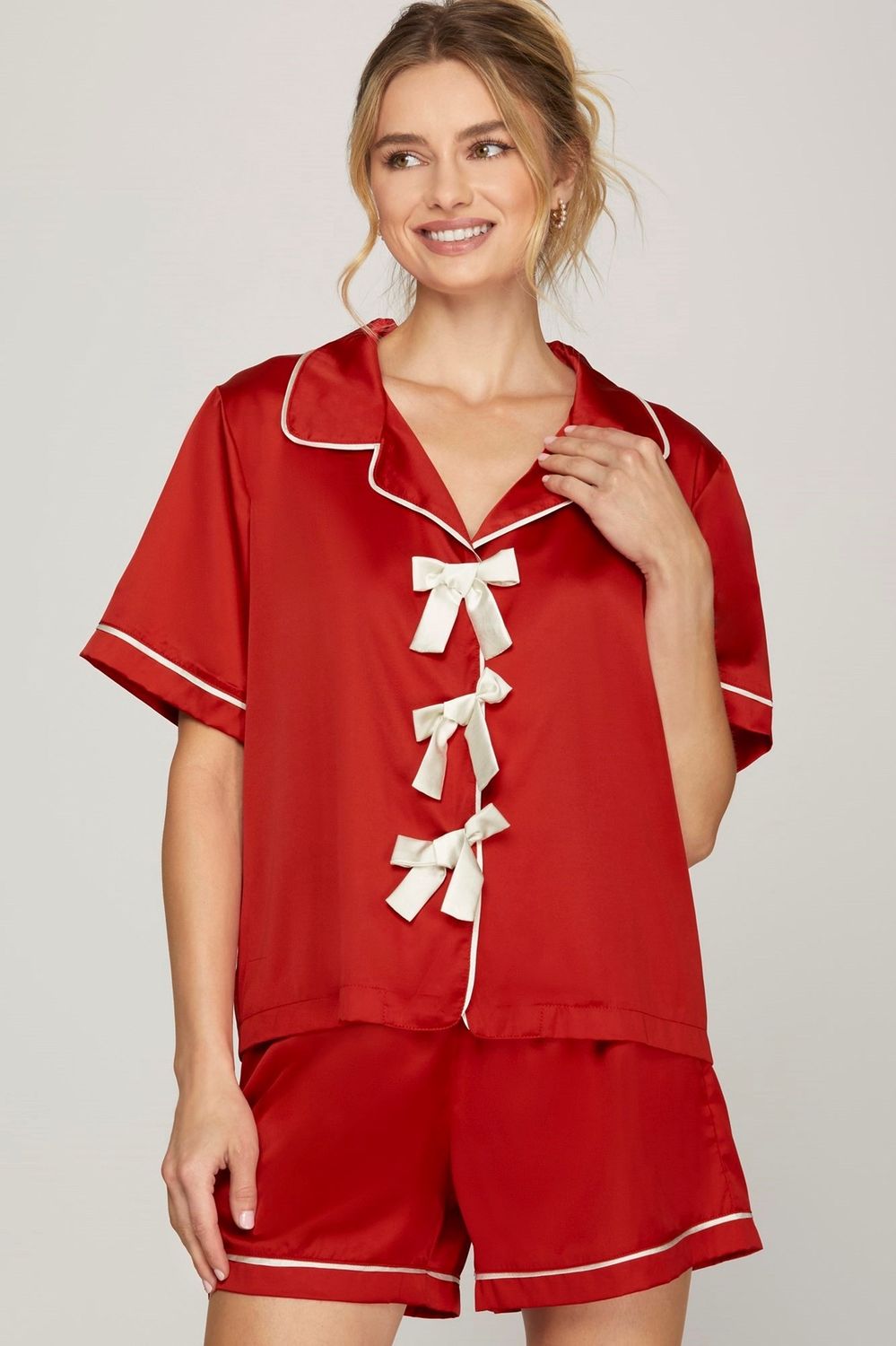 Satin Pajama Set-RED