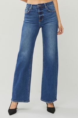 Risen High Rise Straight Jeans-DARK