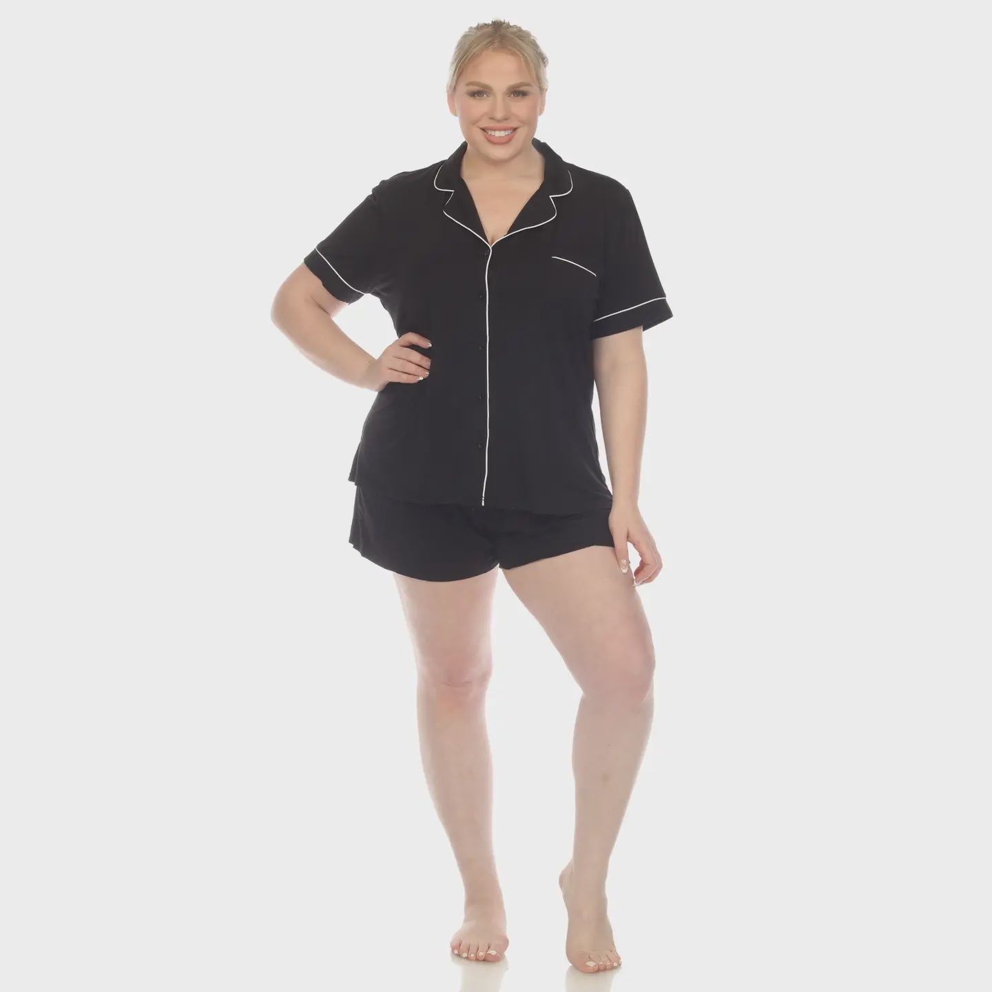 Plus Bamboo Pajama Set-BLACK
