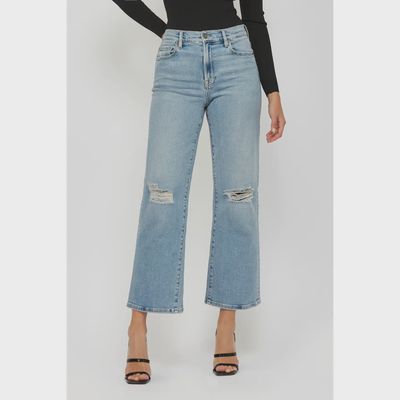 Logan Distressed Stretch Dad Jean- MEDIUM LIGHT