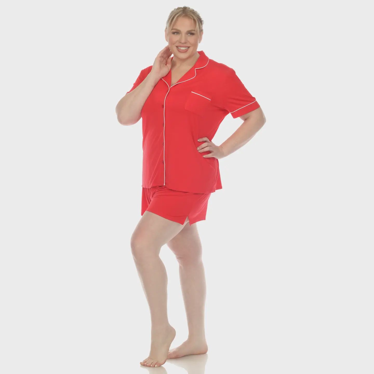 Plus Bamboo Pajama Set-RED
