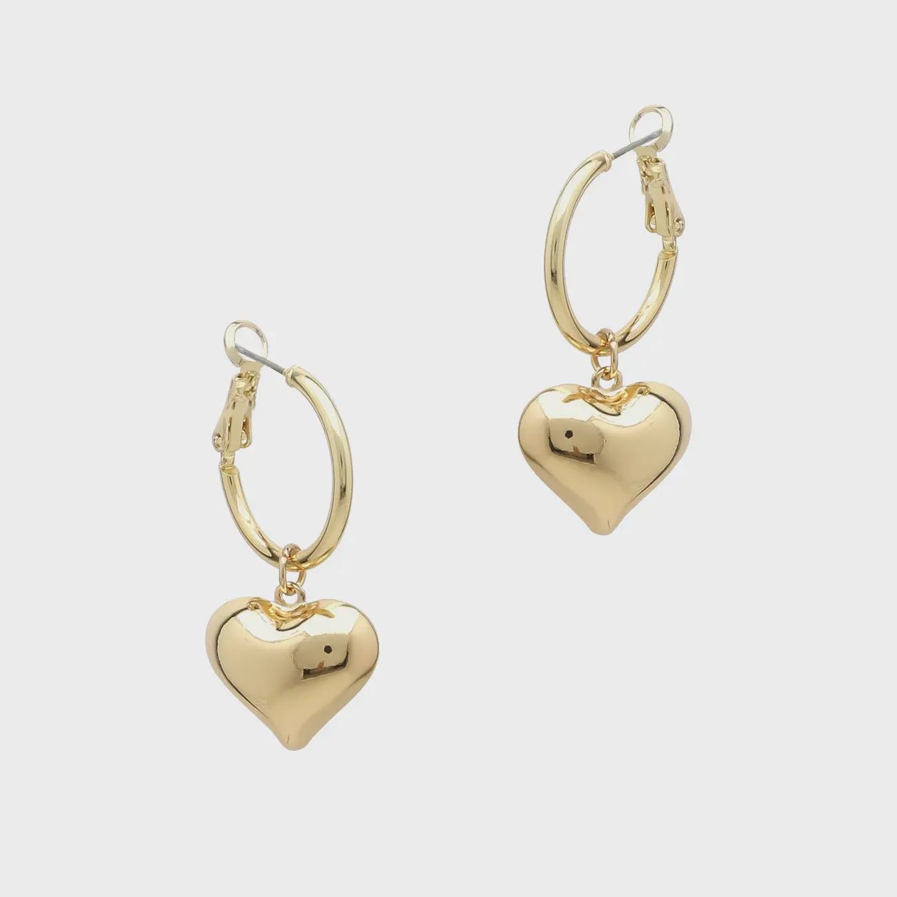Puffy Heart Hoop Earrings