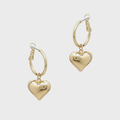 Puffy Heart Hoop Earrings