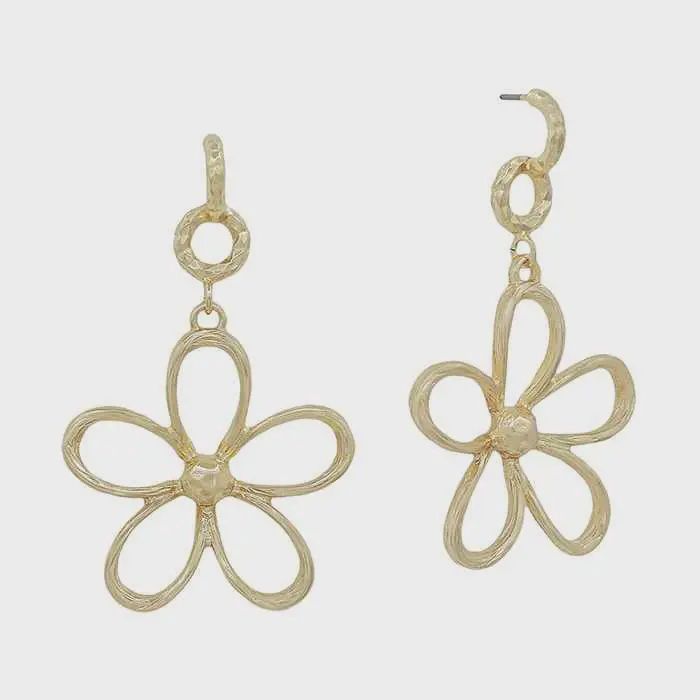 Open Flower Hoop Earrings
