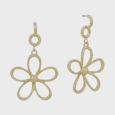 Open Flower Hoop Earrings