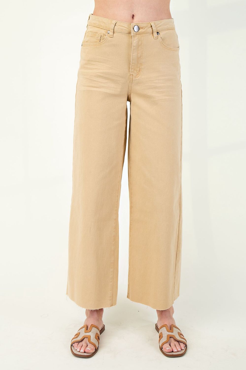 Soft Stretch High Waist Twill Bottoms - LATTE