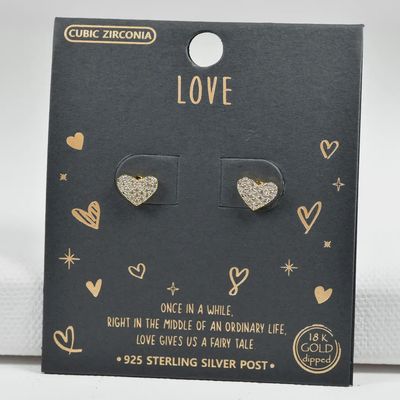 Gold Dipped dainty heart stud earrings