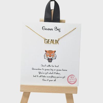 Gold Dipped Geaux Big GEAUX word Necklace