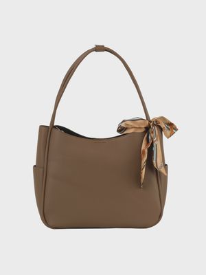 Caitlen Triple Compartment Tote w/scarf - STONE