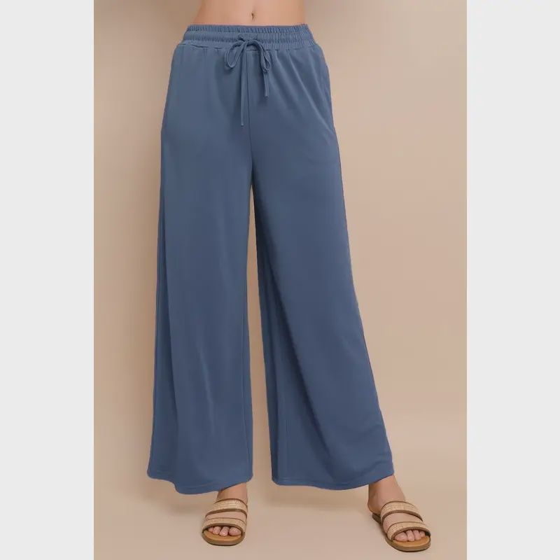 Plus Modal Knit Jersey Pants - DENIM BLUE