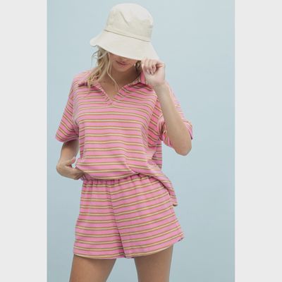 Striped Terry Knit Set - PUNCH
