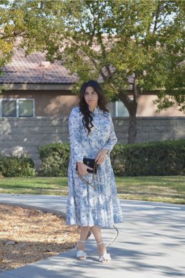Plus Morocco Blue Floral Dress