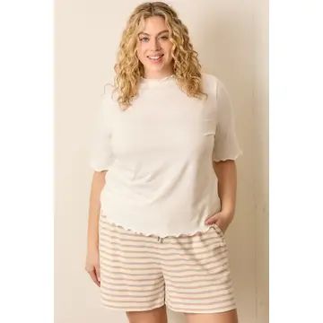 Plus Dot Textured Knit Top - IVORY