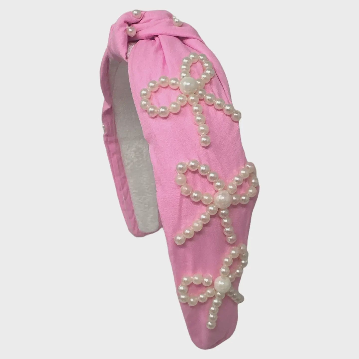 Light Pink Pearl Bow Headband