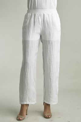 Linen Wide Leg Pants - WHITE