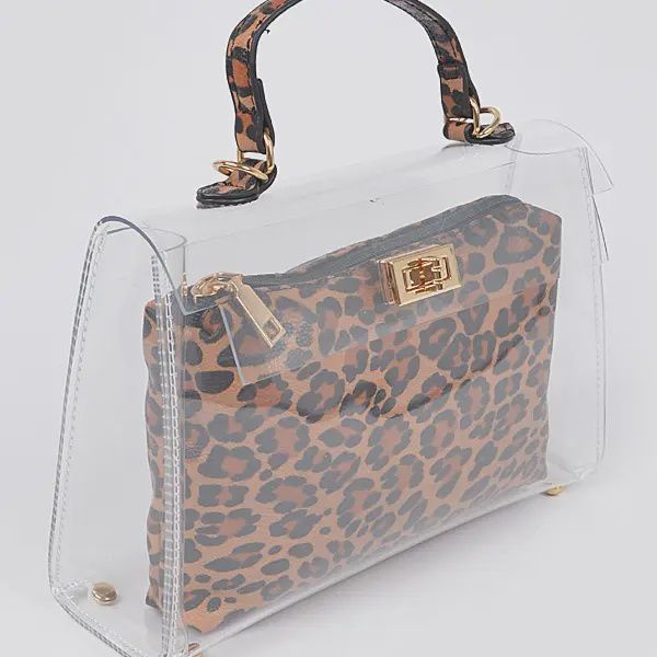 Faux Leo Transparent Crossbody Bag - LEOPARD