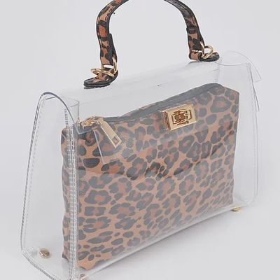 Faux Leo Transparent Crossbody Bag - LEOPARD