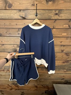 Cloudy Knit  Athletic Top - NAVY