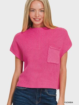 Mock Neck Sweater - FUCHSIA