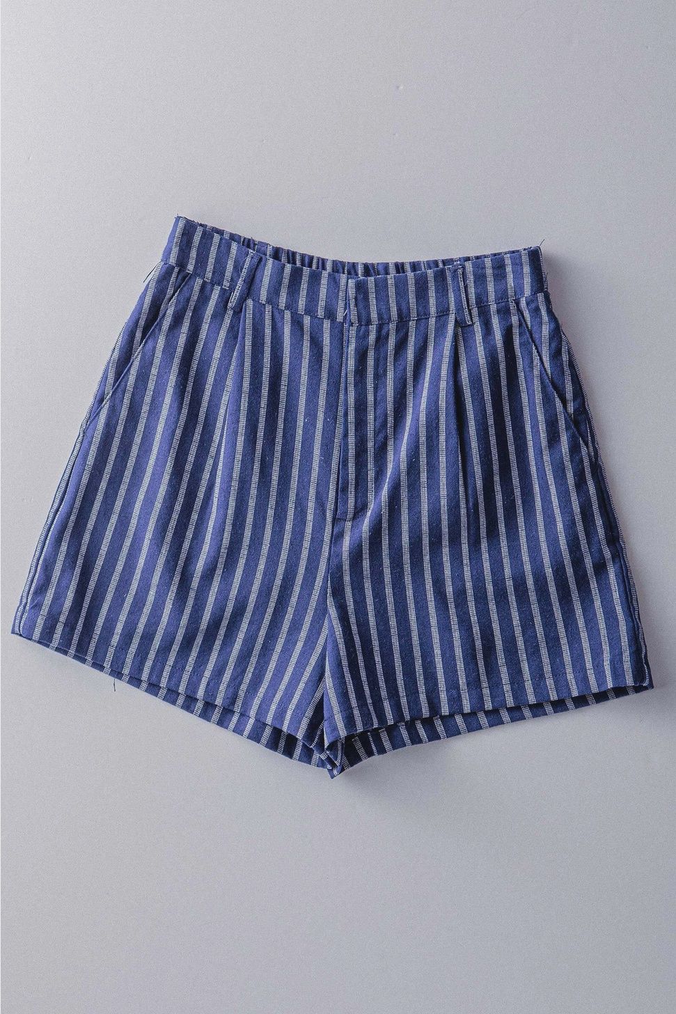 Coastal Linen Stripe Shorts - NAVY