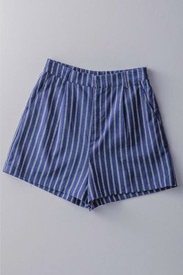 Coastal Linen Stripe Shorts - NAVY