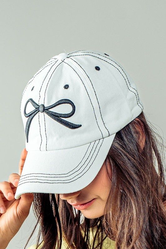 Embroidered Bow Detail Baseball Cap