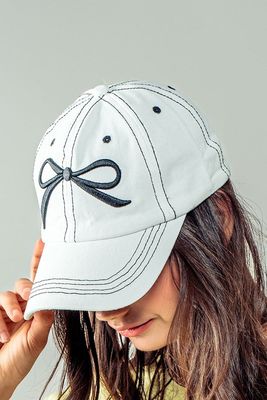 Embroidered Bow Detail Baseball Cap