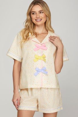 Polkadot Pajama Short Set - CREAM