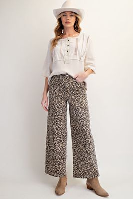 Plus Animal Print Twill Pants