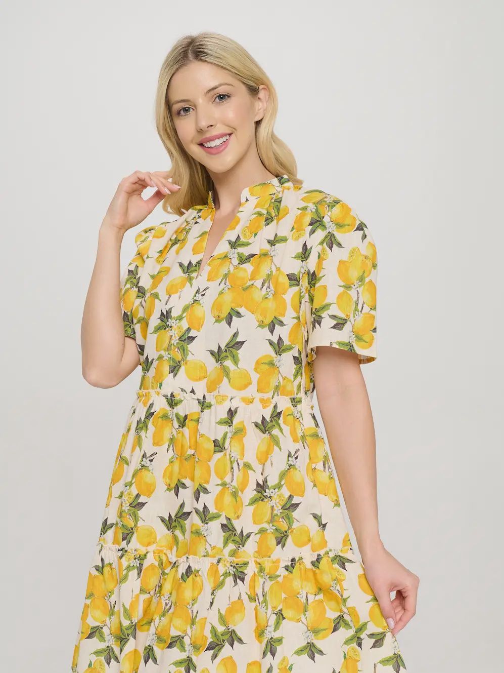 Juicy Lemon Print Dress - YELLOW MULTI