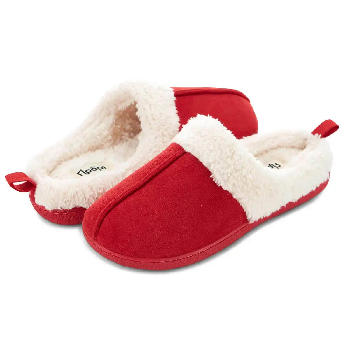 Olivia Faux Suede Clog Slippers-RED
