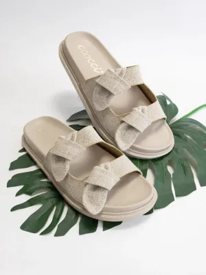 Billie Knotted Double Strap Sandals - NATURAL SILVER