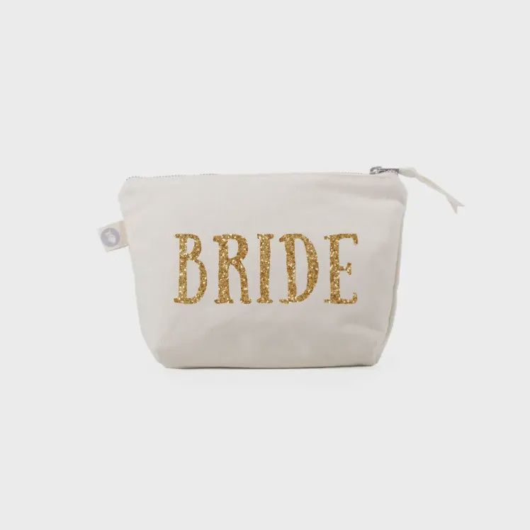 BRIDE - Natural Makeup Bag in Gold Glitter