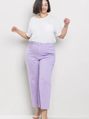 Plus High Rise Straight  Jeans-LILAC