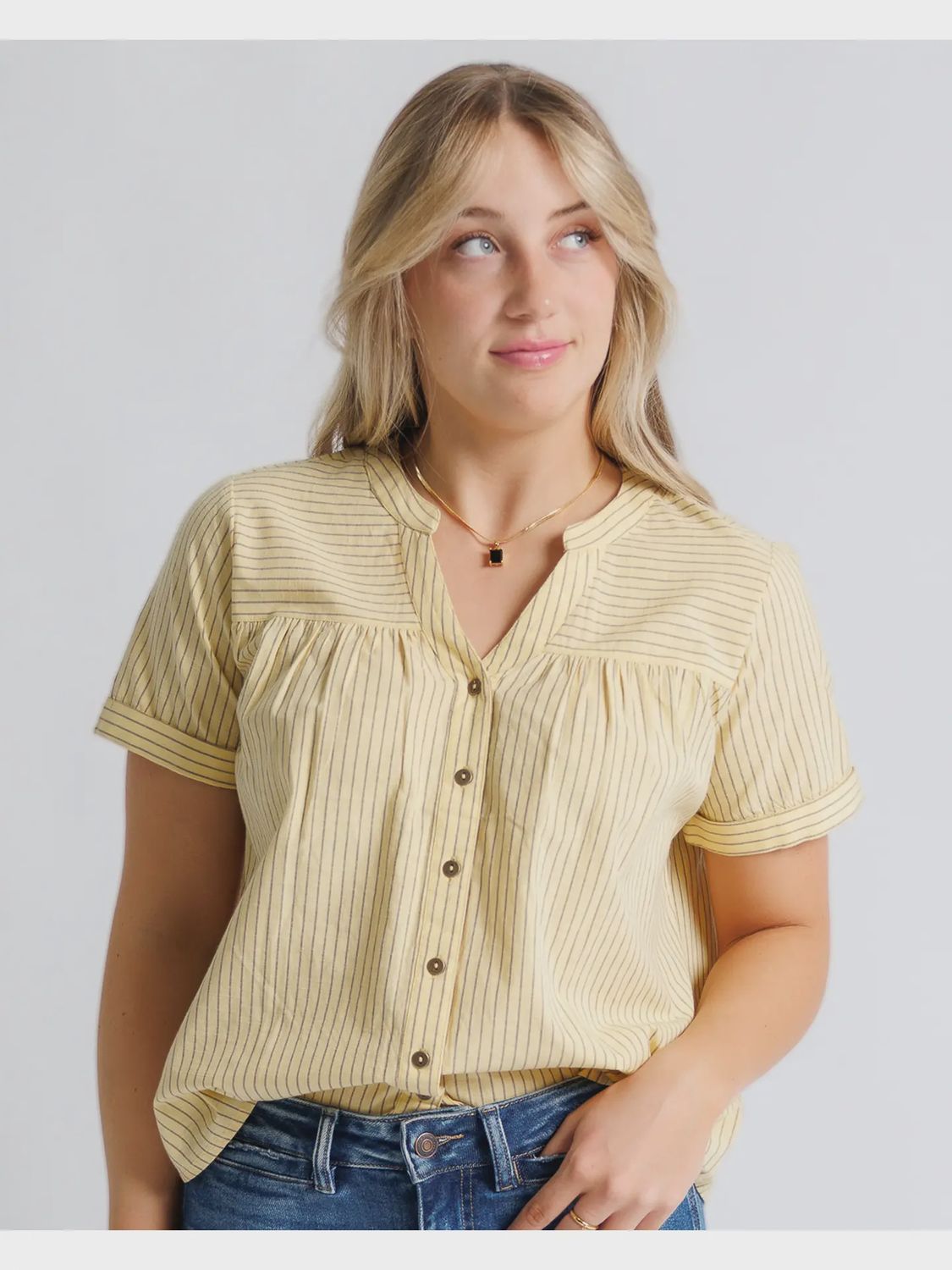 Melissa Yellow Striped S/S Blouse
