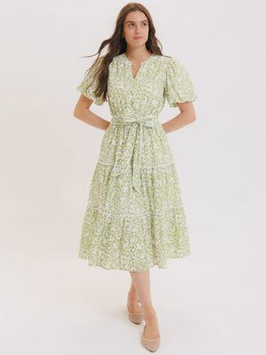 Tiana Green Floral Print Dress