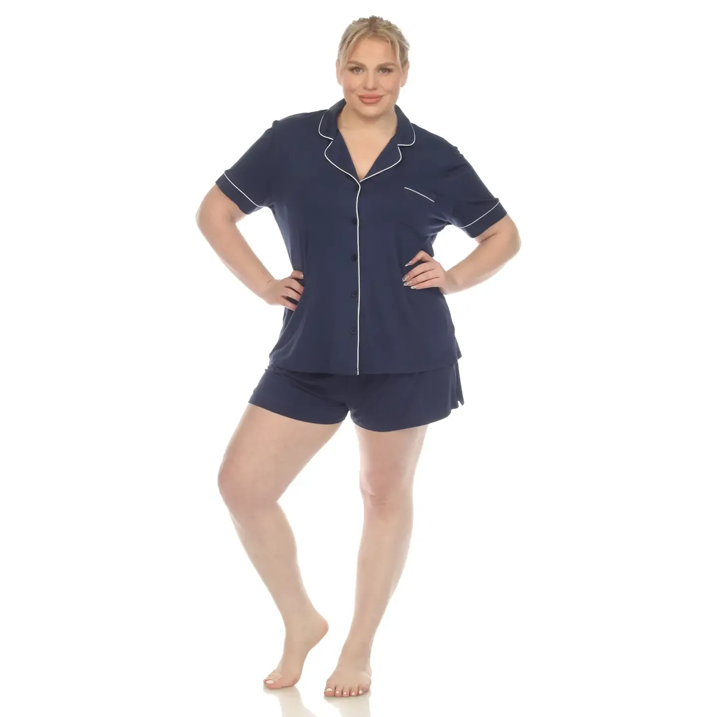 Plus Bamboo Pajama Set-NAVY