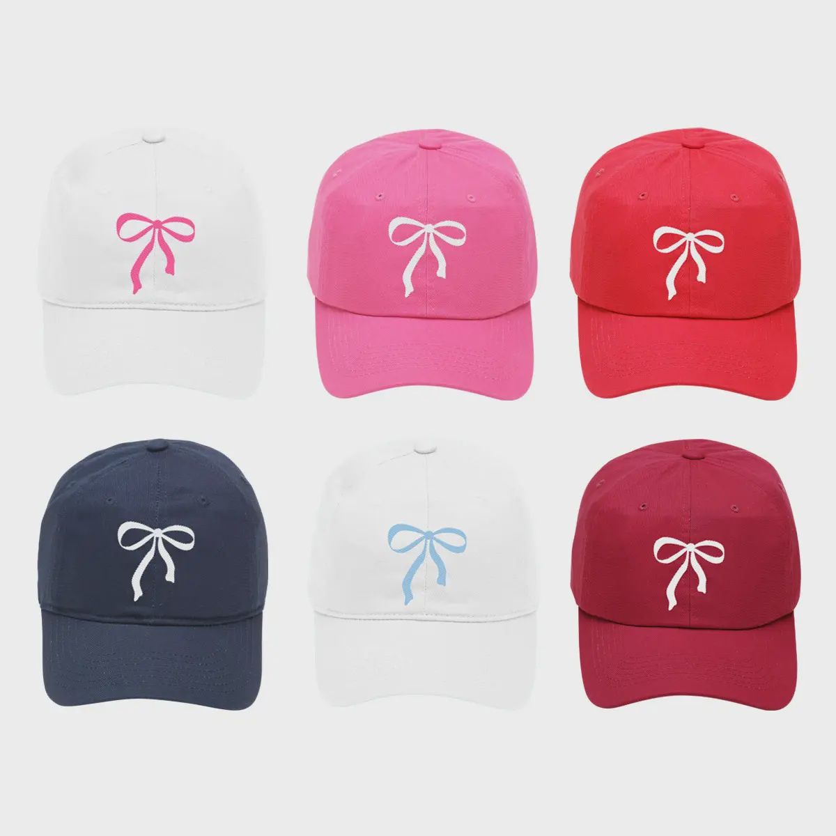 Bow Embroidered Cap - ASSORTED COLORS