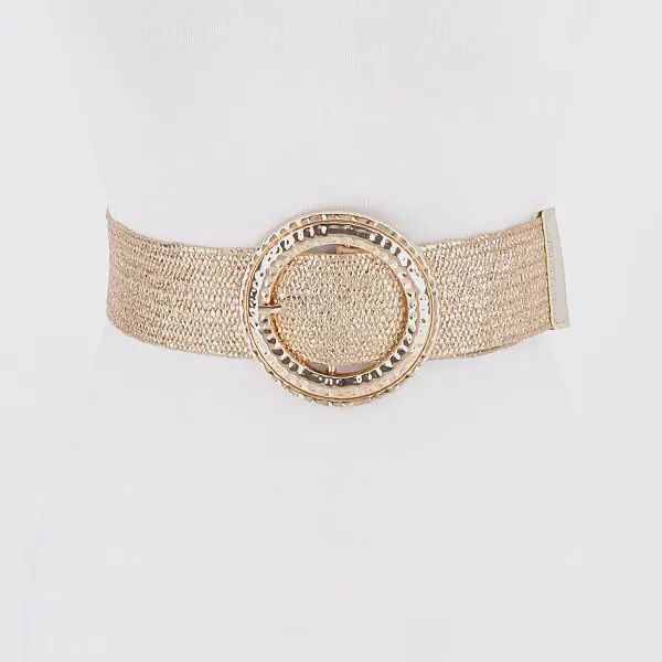 Plus Hammered Metallic Stretch Belt - GOLD
