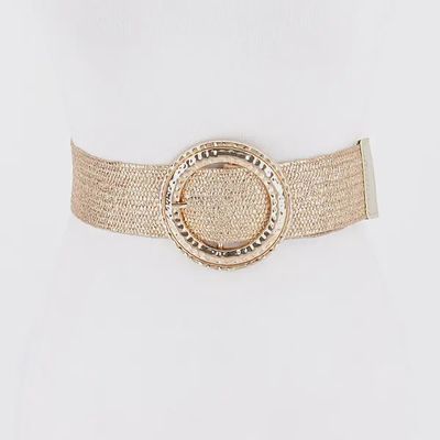Plus Hammered Metallic Stretch Belt - GOLD